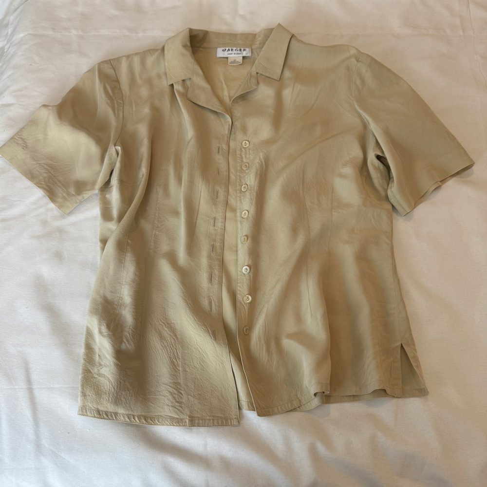 JAEGER 100% SILK CREAM BLOUSE SHIRT LADIES SIZE UK 14